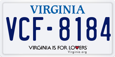 VA license plate VCF8184