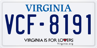 VA license plate VCF8191