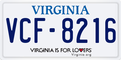 VA license plate VCF8216