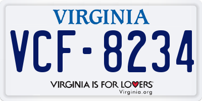 VA license plate VCF8234