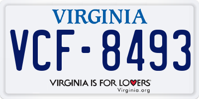 VA license plate VCF8493