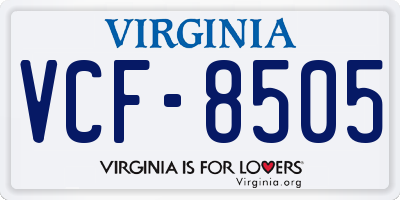 VA license plate VCF8505