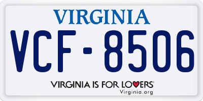 VA license plate VCF8506