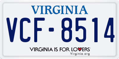 VA license plate VCF8514