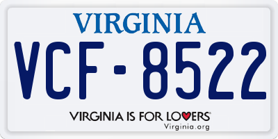VA license plate VCF8522
