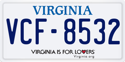 VA license plate VCF8532