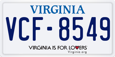 VA license plate VCF8549