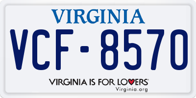VA license plate VCF8570