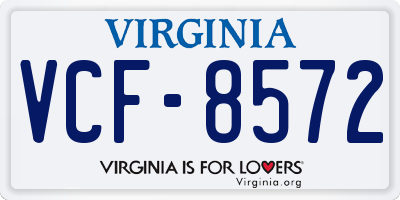 VA license plate VCF8572