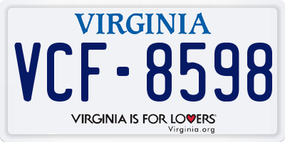VA license plate VCF8598
