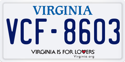 VA license plate VCF8603