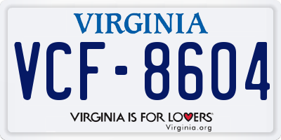 VA license plate VCF8604