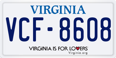 VA license plate VCF8608