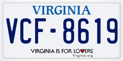 VA license plate VCF8619