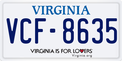 VA license plate VCF8635