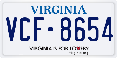 VA license plate VCF8654