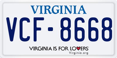 VA license plate VCF8668