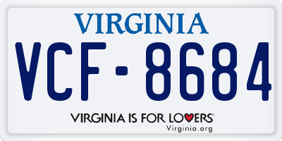 VA license plate VCF8684