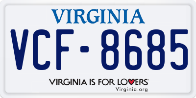VA license plate VCF8685