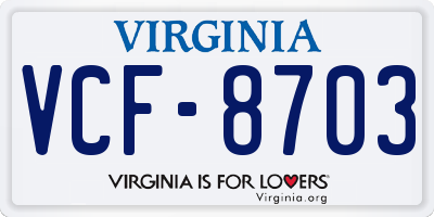 VA license plate VCF8703