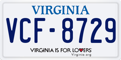 VA license plate VCF8729