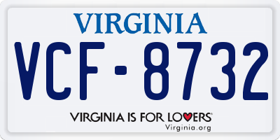 VA license plate VCF8732