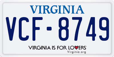 VA license plate VCF8749