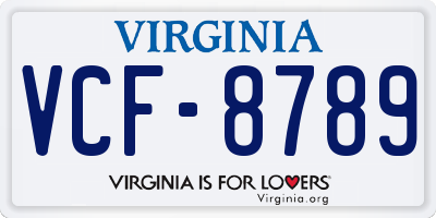 VA license plate VCF8789