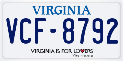 VA license plate VCF8792