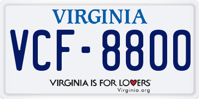 VA license plate VCF8800