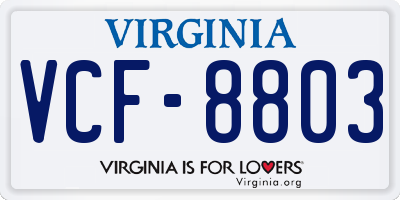 VA license plate VCF8803