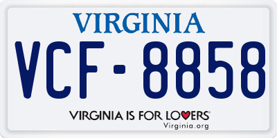 VA license plate VCF8858