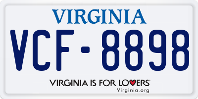 VA license plate VCF8898