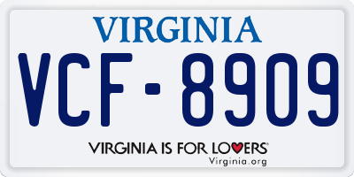 VA license plate VCF8909