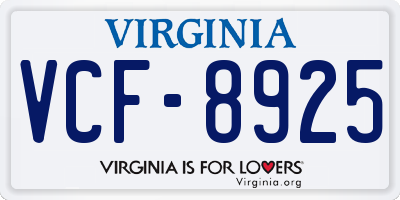VA license plate VCF8925