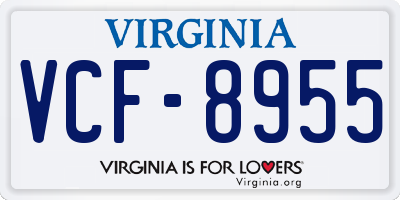 VA license plate VCF8955