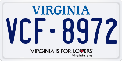 VA license plate VCF8972