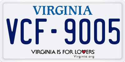 VA license plate VCF9005