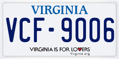 VA license plate VCF9006
