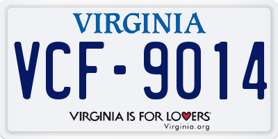 VA license plate VCF9014