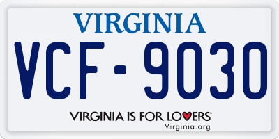 VA license plate VCF9030