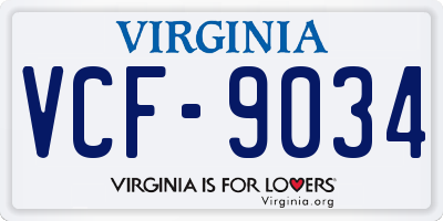 VA license plate VCF9034