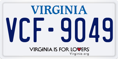 VA license plate VCF9049