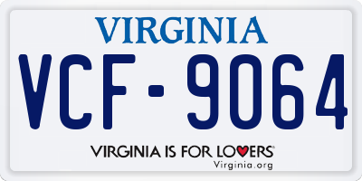 VA license plate VCF9064