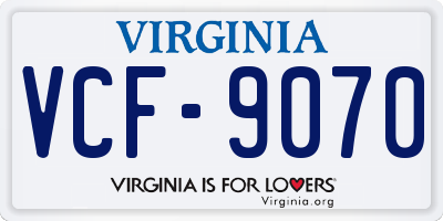 VA license plate VCF9070