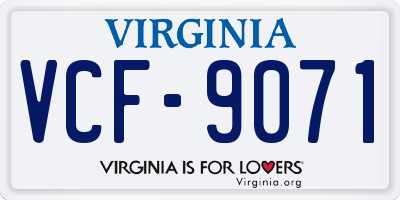 VA license plate VCF9071