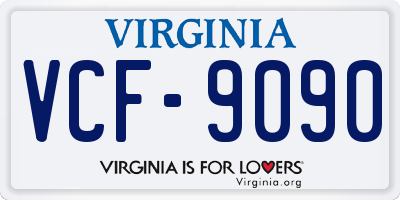 VA license plate VCF9090