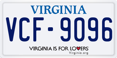 VA license plate VCF9096