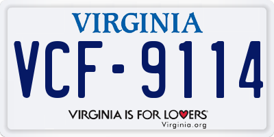 VA license plate VCF9114