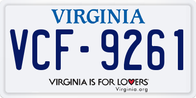 VA license plate VCF9261